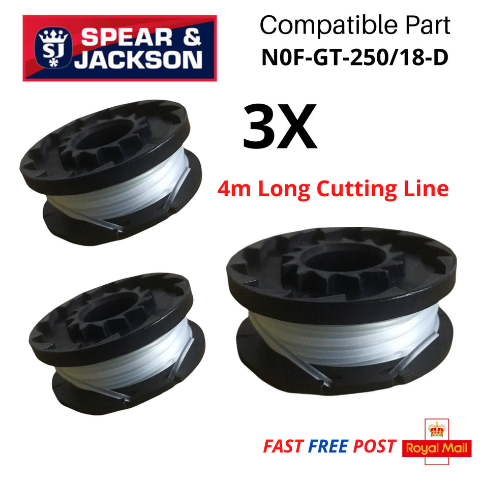 Spear & Jackson  N0F-GT-250/18-D Spool & Line Strimmer Trimmer FAST POST x3