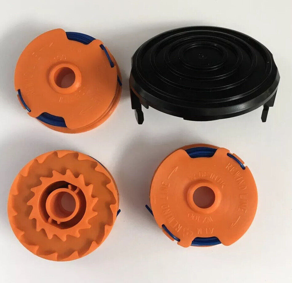 3 x Spool & Line + Cap For WORX WG118E Strimmer Trimmer  *FAST POST*