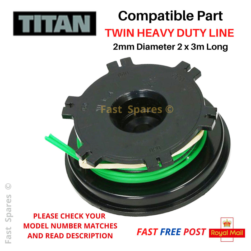 Titan TTL488GDO Twin Feed Dual Line & Spool for Strimmer Trimmer FAST POST