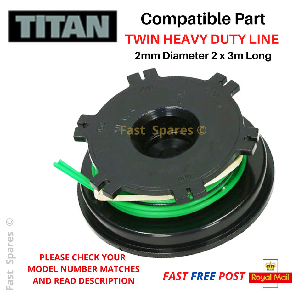 TITAN TTL488GDO Twin Feed Dual Line & Spool for Strimmer Trimmer FAST POST