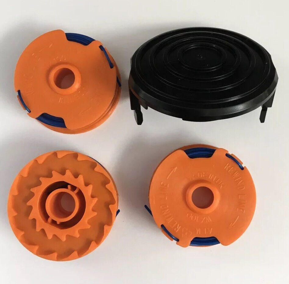 3 x Spool & Line + Cap For WORX WG104E Strimmer Trimmer  *FAST POST*