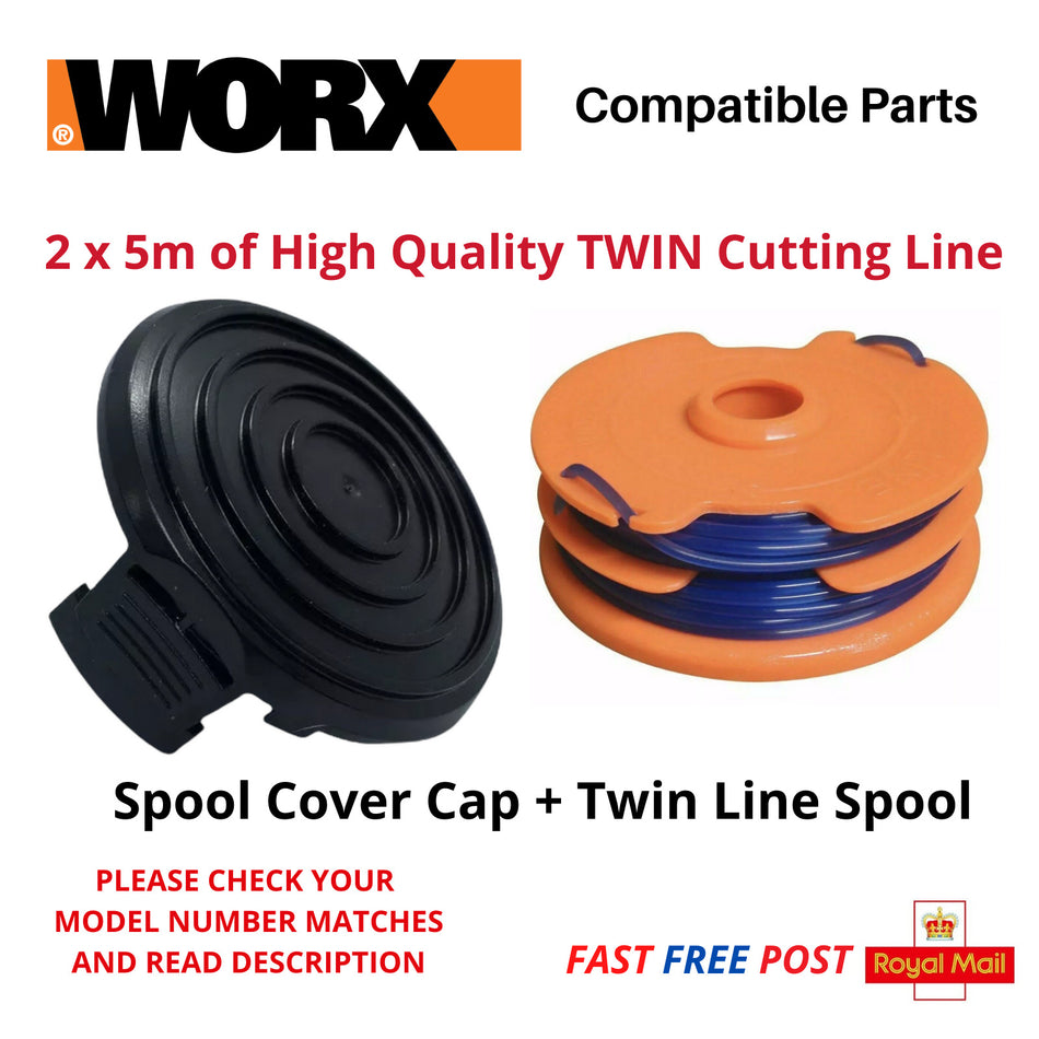 Spool & Line + Cover Cap For WORX WG104E Strimmer Trimmer FAST POST