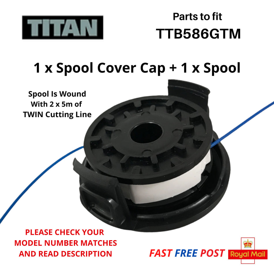 TITAN  TTB586GTM Strimmer Spool + Cap for Grass Trimmers FAST POST