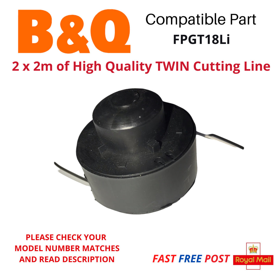 B&Q FPGT18Li TWIN 2m Line & Spool for Strimmer Trimmer FAST POST