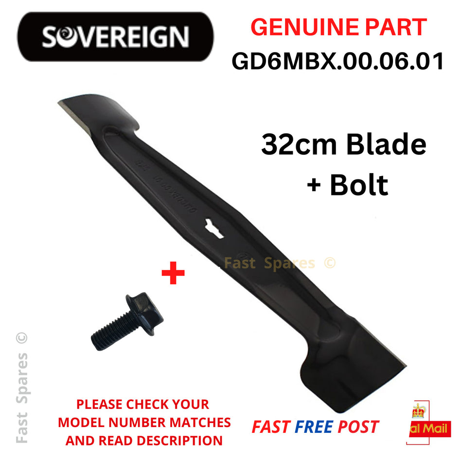 SOVEREIGN M4E1232C Lawnmower  32cm Metal Cutting Blade + Bolt FAST POST