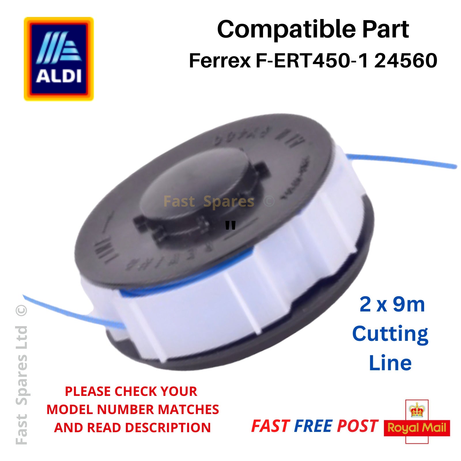 ALDI FERREX F-ERT450-1 24560 Grass Strimmer Trimmer Spool x 2 FAST POS ...