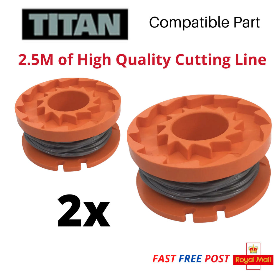 2 x Spool & Line for TITAN Trimmer Strimmer TT1549GTM   FAST UK POST