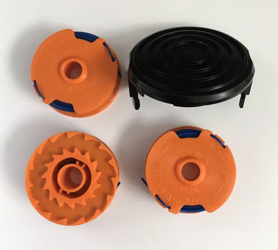 3 x Spool & Line + Cap For QUALCAST  GGT4502 Strimmer Trimmer  *FAST POST*