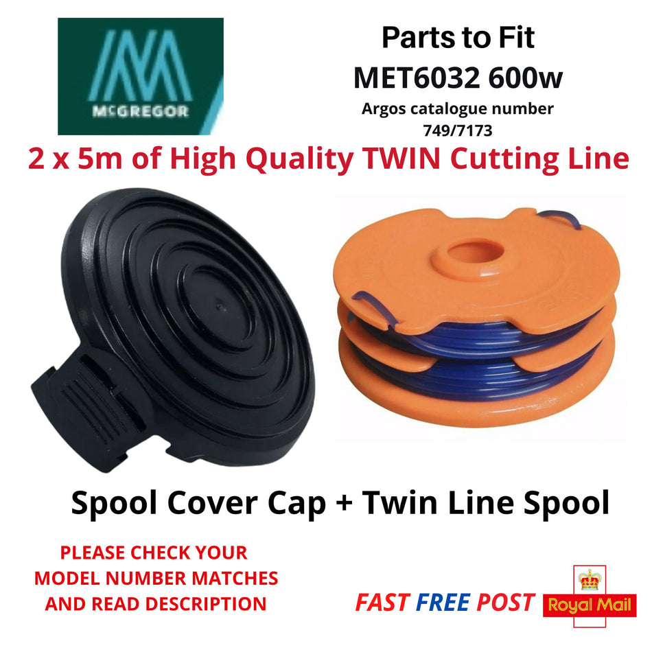 McGregor MET6032 Spool & Line + Spool Cap 600w Strimmer Trimmer  FAST POST