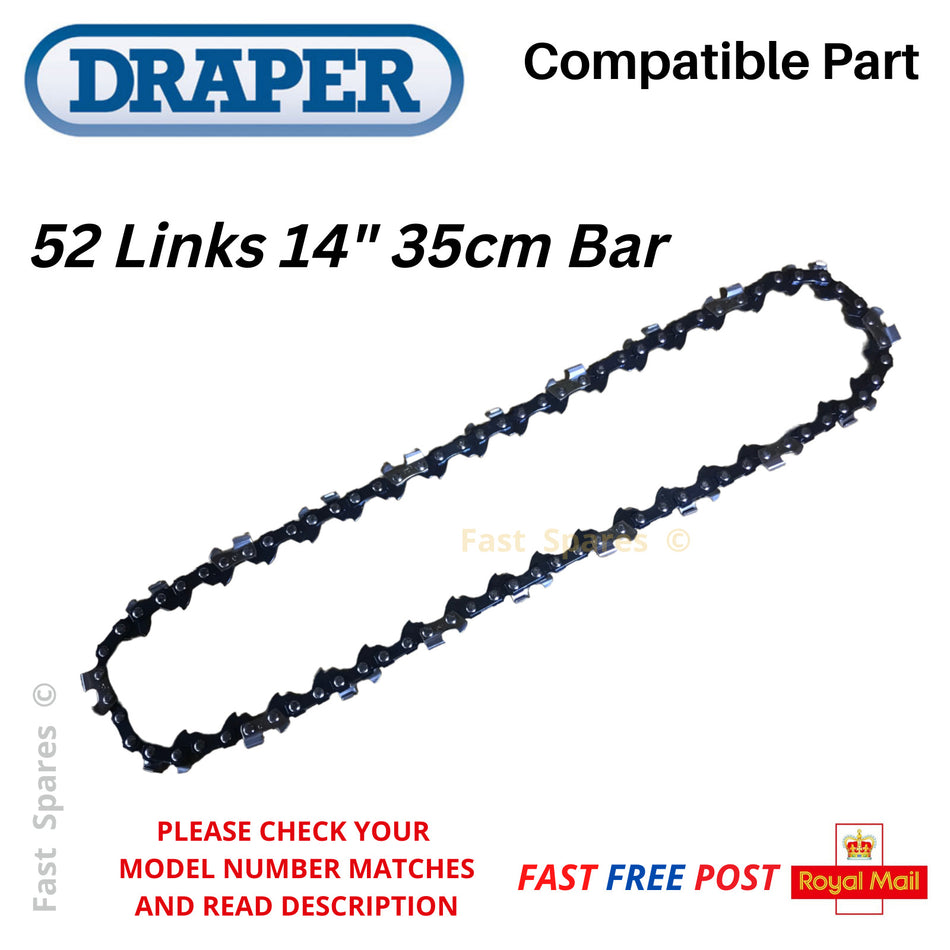 Draper  CS1500 35484 Replacement Chainsaw Chain 35cm 14" Bar 52 Links FAST POST