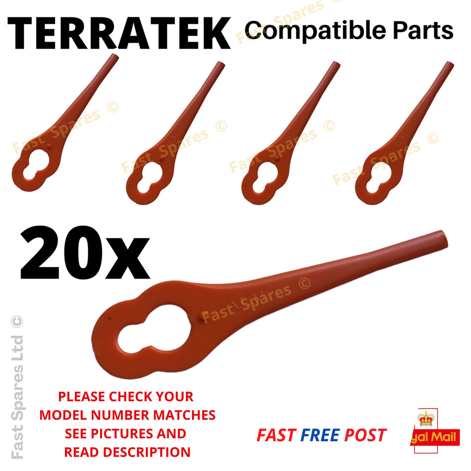 Terratek Cordless Strimmer Trimmer TTCGT18-3 Plastic Blades x 20 FAST POST