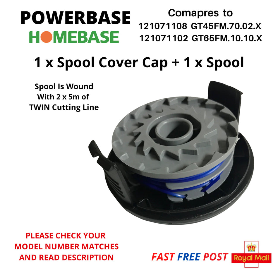 POWERBASE GT3011A Trimmer Strimmer 1x Spool Cover Cap + 1x Spool FAST POST