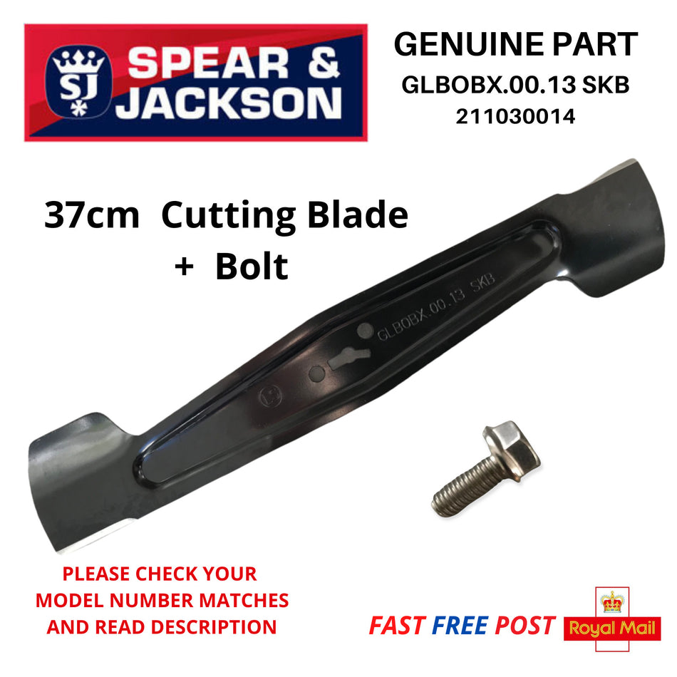 S4037CR Spear & Jackson Lawnmower 37cm Cutting Blade GLB0BX.00.13 SKB  + Bolt