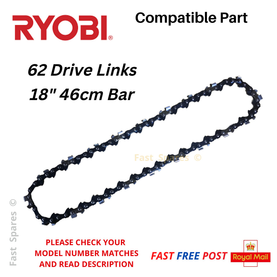 Ryobi RCS-4046C Chainsaw Chain 46cm 18" Bar 62 Drive Links FAST POST