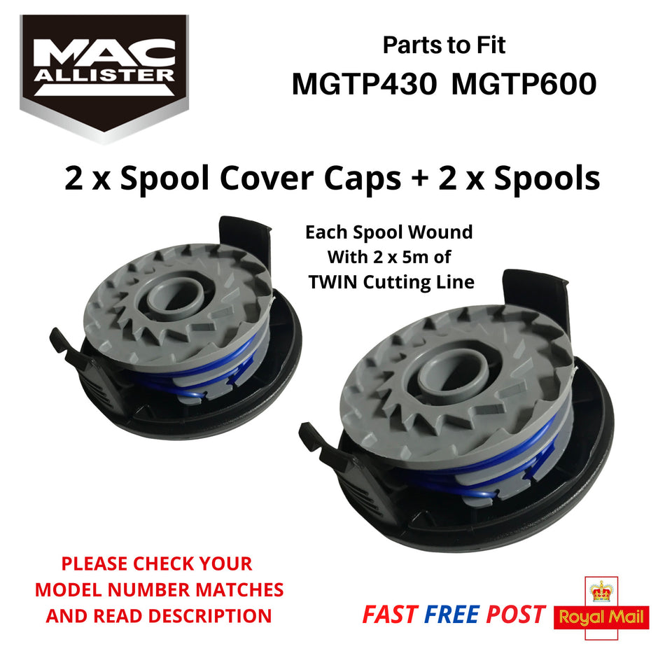 Mac Allister MGTP430  MGTP600 Strimmer Trimmer Spool Cover Caps + Spools X 2
