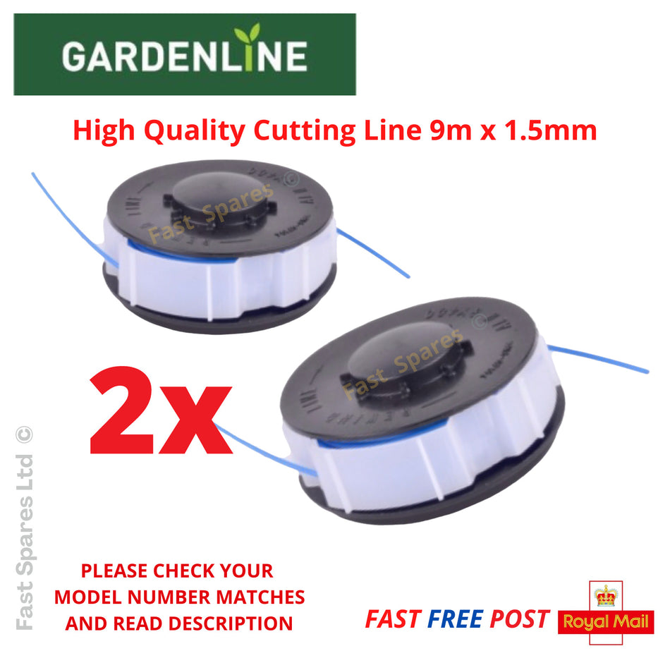 GARDENLINE BMS454 Grass Strimmer Trimmer Spool x2 Cutting Line x 9 meters