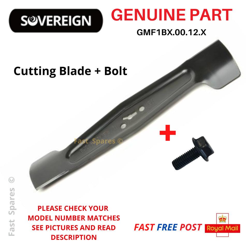 SOVEREIGN CLMF2432M 32cm Lawnmower GENUINE Metal Blade + Bolt FAST POST