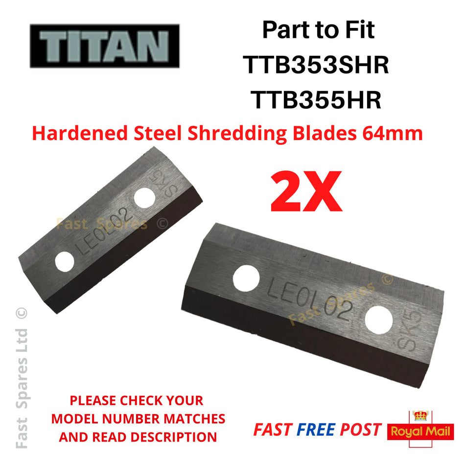 Metal Blades for TITAN TTB353SHR Garden Shredder LE0L02 64mm (2x) FAST POST