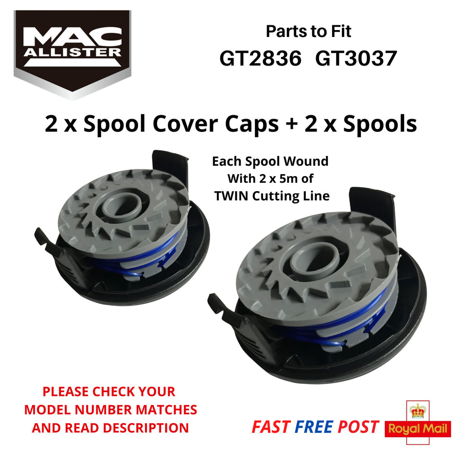 Mac Allister GT2836 Strimmer Trimmer Spool Cover Cap + Spool X 2  FAST POST