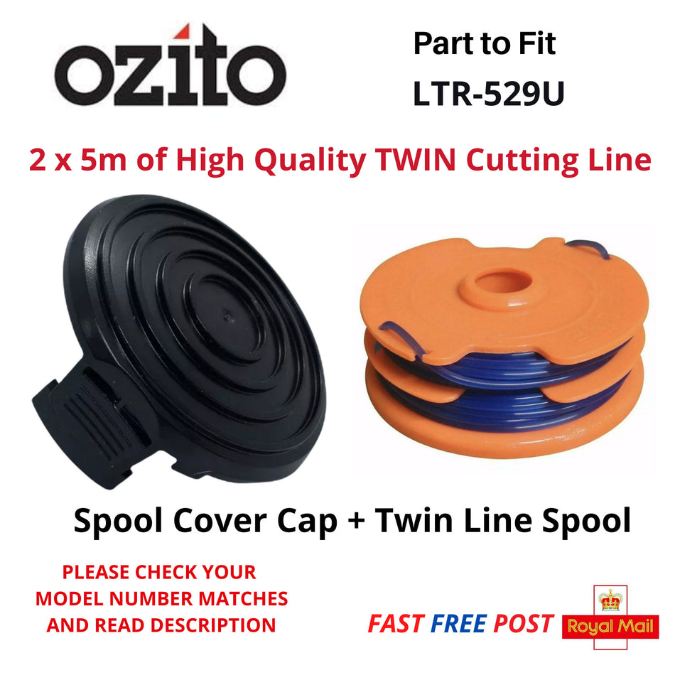 OZITO LTR-529U Strimmer Trimmer 1 x TWIN Spool & Line + Cover Cap  FAST POST