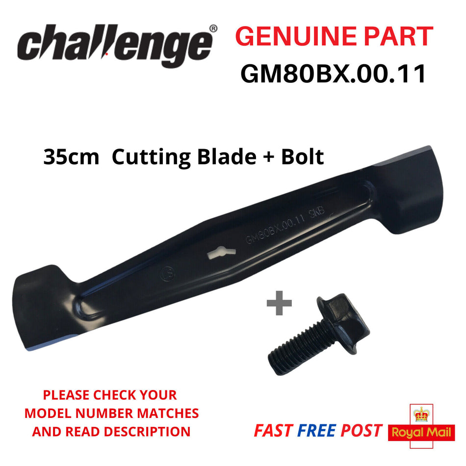 CHALLENGE MEB1435B Metal Cutting Blade 35cm + Bolt for Lawnmower FAST POST