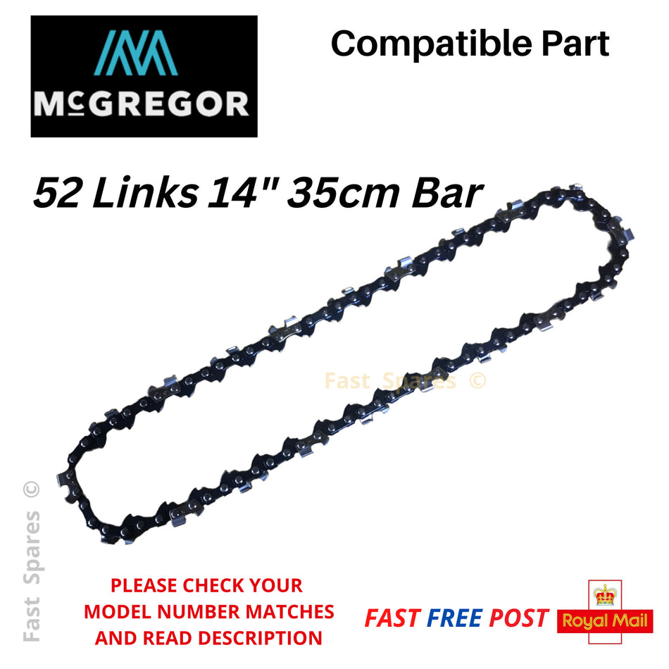 McGregor YT4395-01 Replacement Chainsaw Chain 35cm 14" Bar 52 Drive Links FAST POST